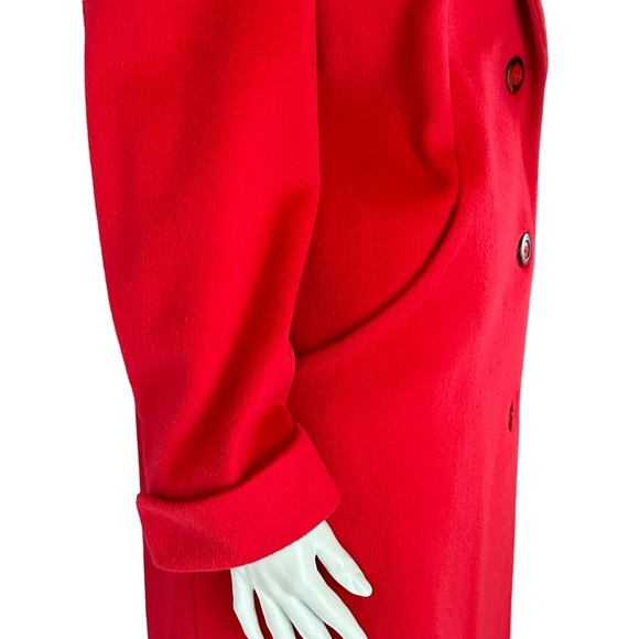 Stunning Alorna By Forstmann Vintage Red Long Wool Coat Overcoat Union Made USA - Picture 6 of 16